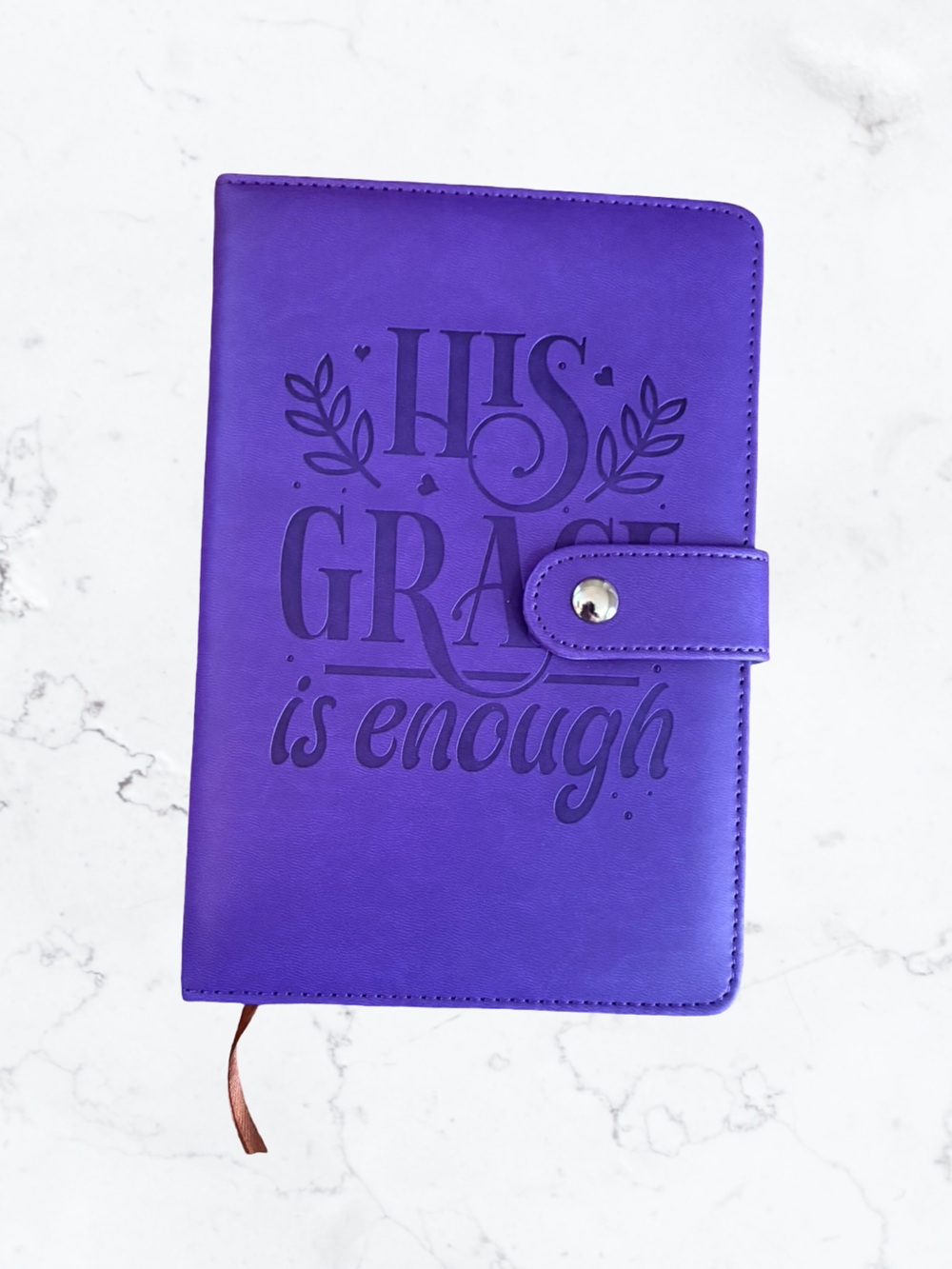 Purple 'His Grace Is Enough' Snap-Closure Journal